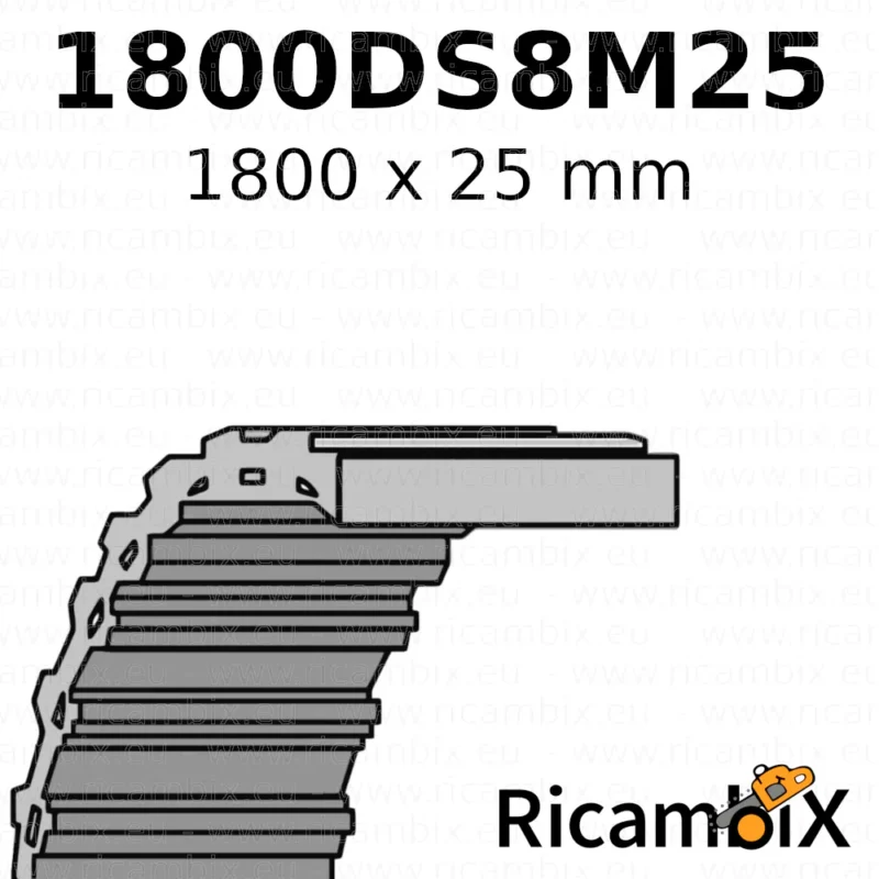 Cinghia trasmissione 1800 x 25 mm | 1800DS8M25 | 1800-DS8M-25 - rif. orig. Honda 35065601-0