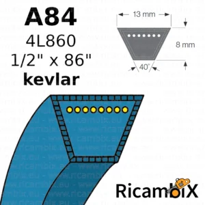 Cinghia trasmissione con rinforzi in kevlar  A84 | 4L860 | 1/2" x 86" - rif. orig. AYP 506660301