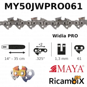 Catena Motosega MAYA Widia PRO MY50JWPRO061 | 14" - 35 cm | .325" x 1.3 mm | 61 maglie