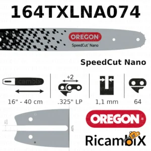 Barra Motosega OREGON SpeedCut Nano 164TXLNA074 | 16" - 40 cm | .325" nano x 1.1 mm | 64 maglie