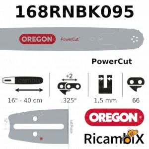 Barra Motosega OREGON PowerCut 168RNBK095 | 16" - 40 cm | .325" x 1.5 mm | 66 maglie