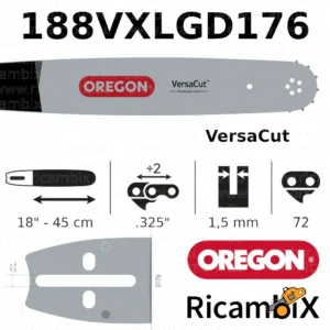 Barra Motosega OREGON VersaCut 188VXLGD176 | 18" - 45 cm | .325" x 1.5 mm | 72 maglie