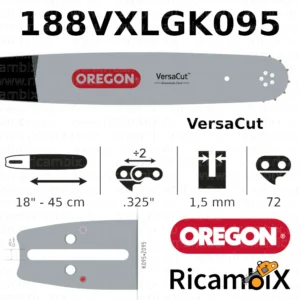 Barra Motosega OREGON VersaCut 188VXLGK095 | 18" - 45 cm | .325" x 1.5 mm | 72 maglie