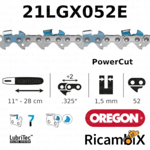 Catena Motosega OREGON PowerCut 21LGX052E | 11" - 28 cm | .325" x 1.5 mm | 52 maglie