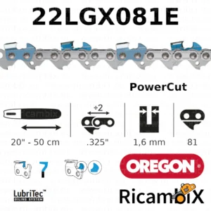 Catena Motosega OREGON PowerCut 22LGX081E | 20" - 50 cm | .325" x 1.6 mm | 81 maglie