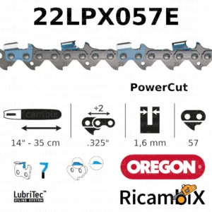 Catena Motosega OREGON PowerCut 22LPX057E | 14" - 35 cm | .325" x 1.6 mm | 57 maglie