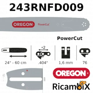Barra Motosega OREGON PowerCut 243RNFD009 | 24" - 60 cm | .404" x 1.6 mm | 76 maglie