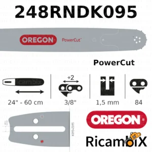 Barra Motosega OREGON PowerCut 248RNDK095 | 24" - 60 cm | 3/8" x 1.5 mm | 84 maglie