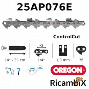 Catena Motosega OREGON ControlCut 25AP076E | 14" - 35 cm | 1/4" x 1.3 mm | 76 maglie