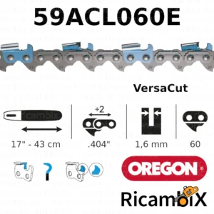 Catena Motosega OREGON VersaCut 59ACL060E | 17" - 43 cm | .404" x 1.6 mm | 60 maglie