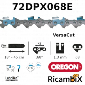 Catena Motosega OREGON VersaCut 72DPX068E | 18" - 45 cm | 3/8" x 1.3 mm | 68 maglie