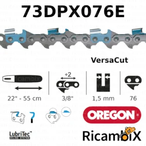 Catena Motosega OREGON VersaCut 73DPX076E | 22" - 55 cm | 3/8" x 1.5 mm | 76 maglie
