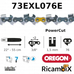 Catena Motosega OREGON PowerCut 73EXL076E | 22" - 55 cm | 3/8" x 1.5 mm | 76 maglie
