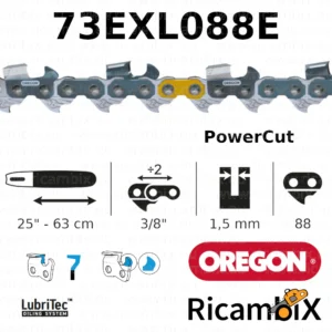 Catena Motosega OREGON PowerCut 73EXL088E | 25" - 63 cm | 3/8" x 1.5 mm | 88 maglie