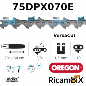 Catena Motosega OREGON VersaCut 75DPX070E | 20" - 50 cm | 3/8" x 1.6 mm | 70 maglie