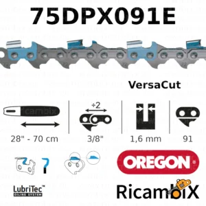 Catena Motosega OREGON VersaCut 75DPX091E | 28" - 70 cm | 3/8" x 1.6 mm | 91 maglie