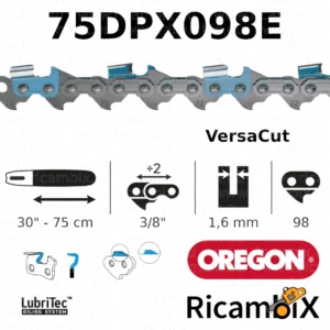 Catena Motosega OREGON VersaCut 75DPX098E | 30" - 75 cm | 3/8" x 1.6 mm | 98 maglie
