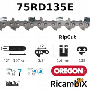 Catena Motosega OREGON RipCut 75RD135E | 42" - 107 cm | 3/8" x 1.6 mm | 135 maglie