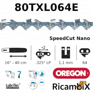 Catena Motosega OREGON SpeedCut Nano 80TXL064E | 16" - 40 cm | .325" nano x 1.1 mm | 64 maglie