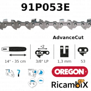 Catena Motosega OREGON AdvanceCut 91P053E | 14" - 35 cm | 3/8" basso profilo x 1.3 mm | 53 maglie