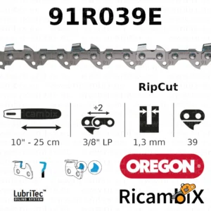 Catena Motosega OREGON RipCut 91R039E | 10" - 25 cm | 3/8" basso profilo x 1.3 mm | 39 maglie