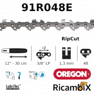 Catena Motosega OREGON RipCut 91R048E | 12" - 30 cm | 3/8" basso profilo x 1.3 mm | 48 maglie