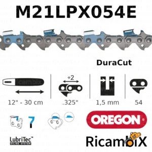 Catena Motosega OREGON DuraCut M21LPX054E | 12" - 30 cm | .325" x 1.5 mm | 54 maglie