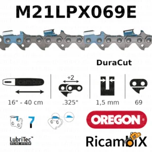 Catena Motosega OREGON DuraCut M21LPX069E | 16" - 40 cm | .325" x 1.5 mm | 69 maglie