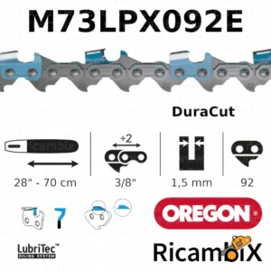 Catena Motosega OREGON DuraCut M73LPX092E | 28" - 70 cm | 3/8" x 1.5 mm | 92 maglie