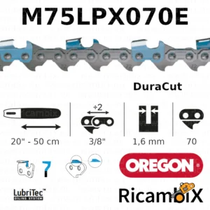 Catena Motosega OREGON DuraCut M75LPX070E | 20" - 50 cm | 3/8" x 1.6 mm | 70 maglie