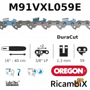 Catena Motosega OREGON DuraCut M91VXL059E | 16" - 40 cm | 3/8" basso profilo x 1.3 mm | 59 maglie