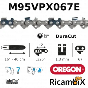 Catena Motosega OREGON DuraCut M95VPX067E | 16" - 40 cm | .325" narrow kerf x 1.3 mm | 67 maglie